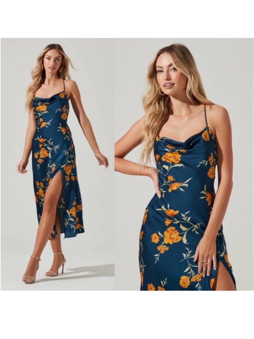ASTR the label Gaia Floral Cowl Neck Slip Dress
